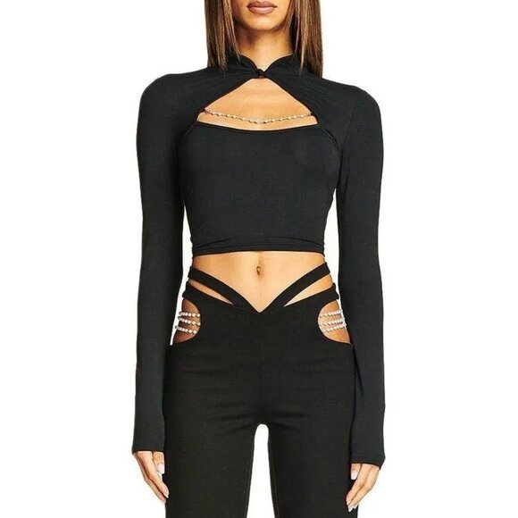 I.AM.GIA Tops - I Am Gia Inez Crop Top Long Sleeve Black Small y2k balletcore